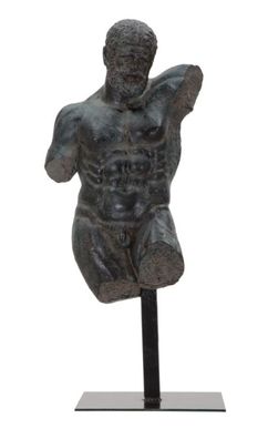 Figur klassische Männerbüste Skulptur Torso ohne Arme Beine Statue schwarz H 57,5 cm