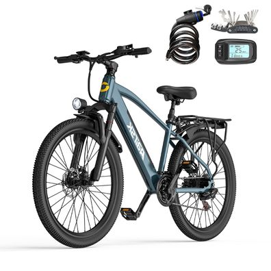 26" E-Mountainbike mit abnehmbarer 36V 13Ah Akku 250W E-MTB E-Bike mit Gepäckträger