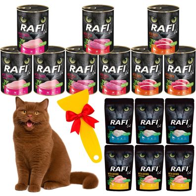 Nassfutter für Katzen Set 9×400 g + 6×100 g + GRATIS