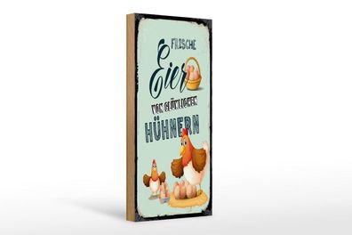Holzschild Frische Eier von glücklichen Hühner, 4 verschied Größen, Holzschilder Huhn