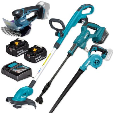 Makita 18V Akku-Combo-Set Garten Grasschere Trimmer Druckreiniger Gebläse