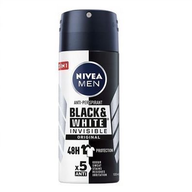 Nivea Men Black & White Invisible Original, 100 ml Spray Antitranspirant