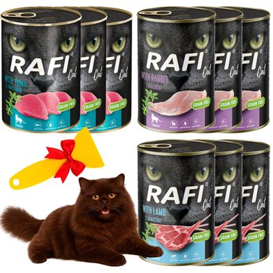 Rafi Cat Sterilised - Nassfutter für Katzen, 9×400 g (je 3 Stück): Kaninchen, Thunfis