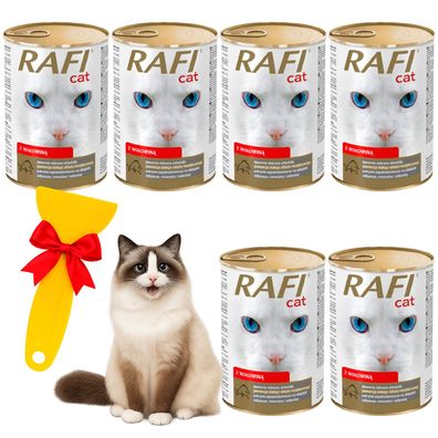 Rafi Cat Nassfutter für Katzen 6×415 g - Rind