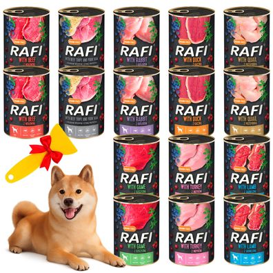 Rafi - Nassfutter für Hunde, 16×400 g Dosen 8 Sorten