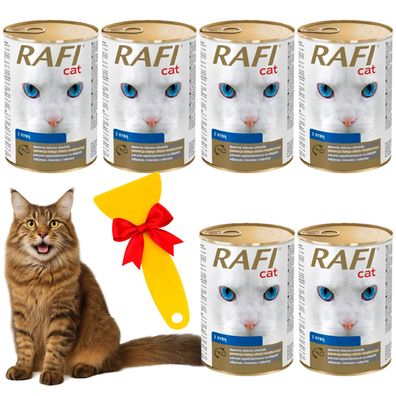 Rafi Cat Nassfutter für Katzen 6×415 g Fisch, Dosen