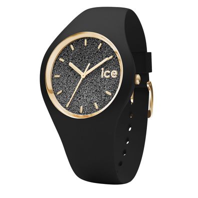 Ice-Watch Damenuhr ICE Glitter 001349 Gold plattiert, Edelstahl, Silikon, Schwarz