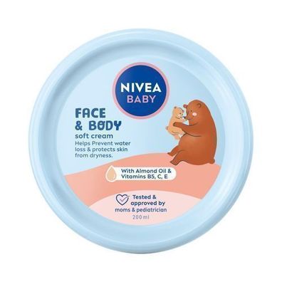 Nivea Baby Pflegecreme fuer Gesicht und Koerper, 200ml