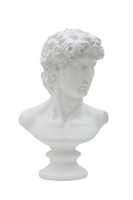 Dekofigur klassische Männerbüste Replikat David von Michelangelo Statue weiß H 34 cm