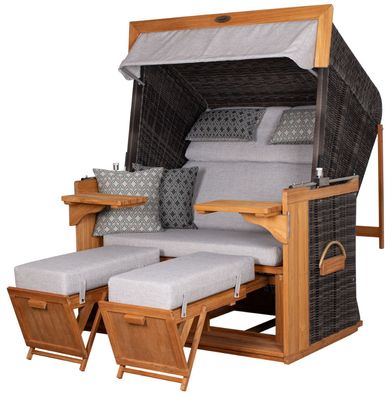 Strandkorb deVries PURE® Friesland Sylt XL - PE stone grey - Dessin 507 - inkl