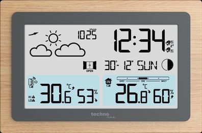 Technoline WS 6785 Funk-Wetterstation mit Holzrahmen - Innen-/Außentemperatur