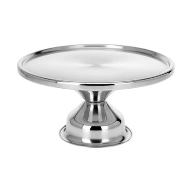 Kuchenplatte Tortenplatte Tortenständer Servierplatte drehbar Edelstahl 34xH8cm