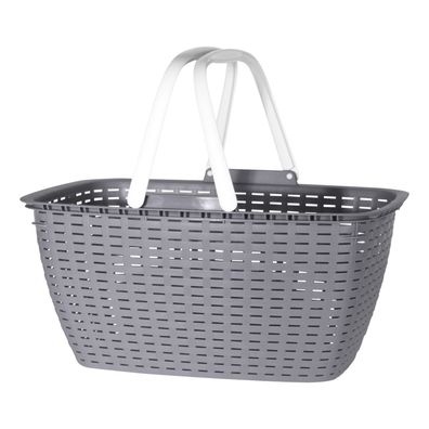 Wäschekorb Einkaufskorb tragbar Wäschebox Wäschebehälter Henkel 23 Liter Grau