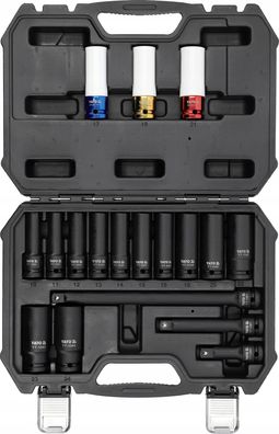 Schlagschrauber-Nuss, Schlagnuss SET 1/2“ 10 - 24mm ( 18 Stück ) für Alufelgen