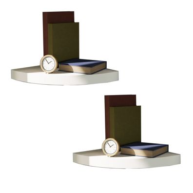 2x Eckregal Hängeregal Wandregal Schweberegal Bücherregal Regal Weiß MDF 30x30cm