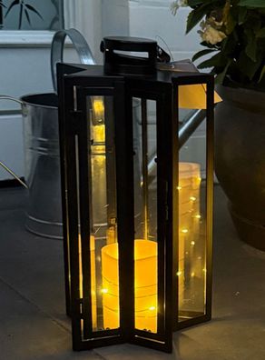 Laterne Gartenlaterne Windlicht Metalllaterne Schwarz Sternform H41cm