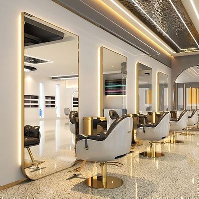 Konsole Friseursalon Barbershop Kosmetikspiegel LED Rahmen Aluminium 150x90 PRO