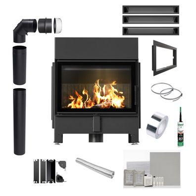 Kamin KRATKI ZIBI ECO 9,9 kW Ø 180 mit schwarzer Verkleidung