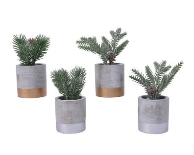 Tanne künstlich im Betontopf 6x14cm grau / grün, 1 Stück sortiert