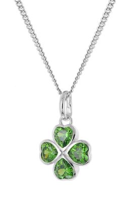 trendor Schmuck Halskette mit Kleeblatt-Anhänger 925 Silber Grüne Zirkonia 21093