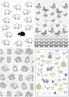 1 Geschirrtuch Schafe Katze Kuh Falter Geschirrtücher Mitbringsel Geschenkidee Tuch