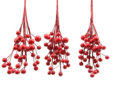 Beerenzweige künstlich 15cm rot, 3 Stück