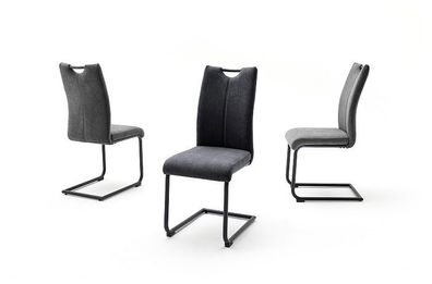 Esszimmerstühle Freischwinger Adana mit Griffloch Feingewebe anthrazit