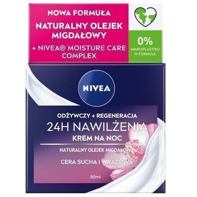 Nivea Nachtcreme 24H Feuchtigkeits- und Regenerationspflege, 50ml