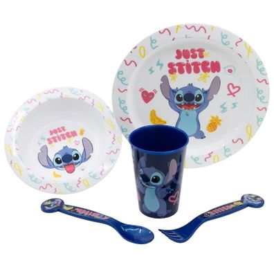 Lilo & Stitch Teller-Set Mikrowellengeeignet 5-teiliges Kindergeschirr mit rutschf