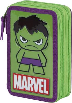 Marvel Hulk Federmappe – Großes 3-Fach Mäppchen, Komplett Gefüllt, 14 x 21 cm