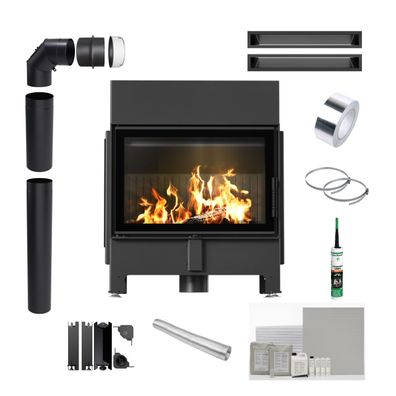 Kamin KRATKI ZIBI ECO 9,9 kW Ø 180 mit schwarzer Verkleidung