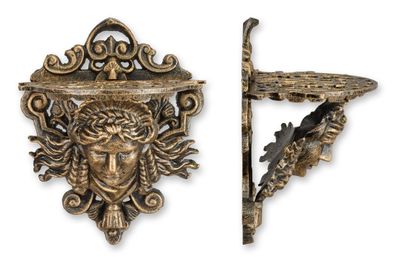 Wandkonsole Gusseisen Regal Bronzeoptik Replikat Retro Design Dekoration