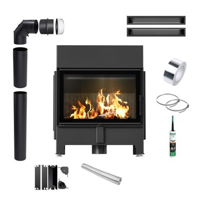 Kamin KRATKI ZIBI ECO 9,9 kW Ø 180 mit schwarzer Verkleidung