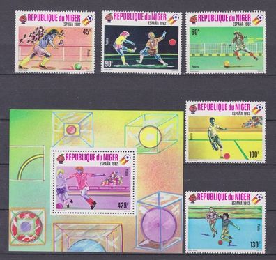 Niger 1980 postfrisch MiNr. 719-724 + Block 31 Fußball-Weltmeisterschaft, Spanien