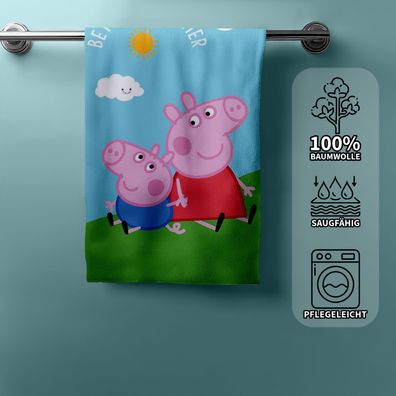 Peppa Pig Wutz Duschtuch Badetuch Strandtuch Velourstuch 70 x 140cm