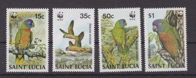 St. Lucia 1987 postfrisch WWF MiNr. 909-912 Blaumaskenamazone