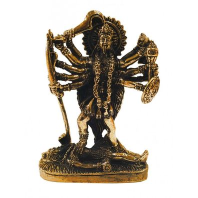 Göttin Kali stehend 10 Arme Messing 6,5 cm Figur Statue Skulptur Altarfigur