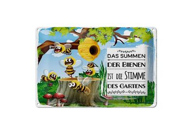 Blechschild Summen der Bienen ist Stimme des Gartens, 4 verschied. Größen