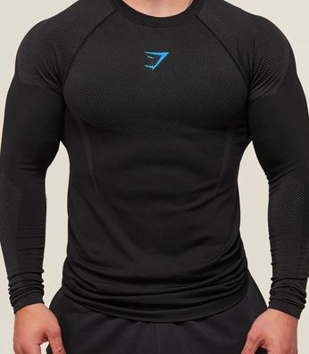 Gymshark Onyx 5.0 Seamless Long Sleeve T-Shirt - Black/Onyx Grey
