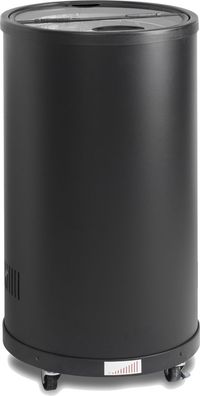 Schwarze Kühltonbne CC 45 IV´s mit Rollen - 53 Liter, mit Plexiglasdeckel