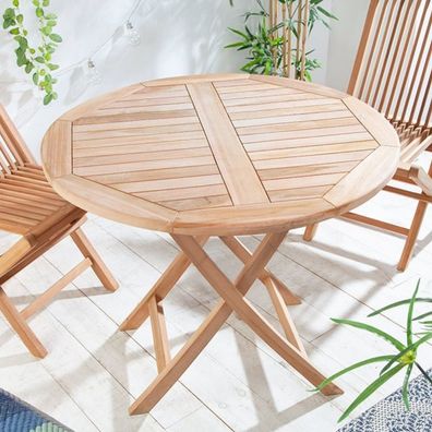 Teak Esstisch KURSI Gartentisch Klapptisch Terrasse Balkon ca. D100cm