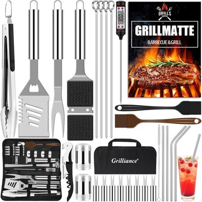 Luxus Grillbesteckset aus Edelstahl 30 teilig Camping Zubehör männer geschenke