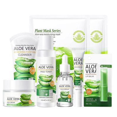 8-tlg Aloe Vera Gesichtspflege Set Geschenkset Frauen Porenverkleinerung