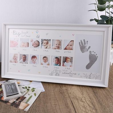 Fotorahmen Baby Handabdruck Fußabdruck Jahrestag Geschenk Weiß