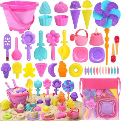 Kinder Sandkasten Spielzeug 46tlg Eisformen Set mit Eimer Schaufeln Strand