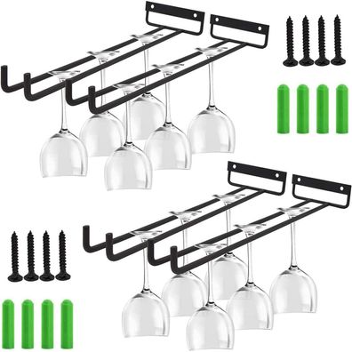 Bar Zubehör Weinglashalter Metall 30cm 4 Stück Unter Schrank Aufhängen Schwarz