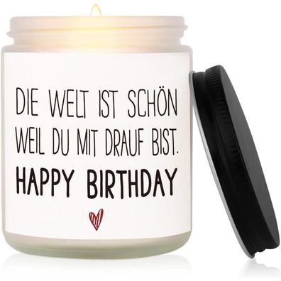 Geburtstagsgeschenke für Freundin Duftkerze mit Herzspruch, 198g Sojawachs