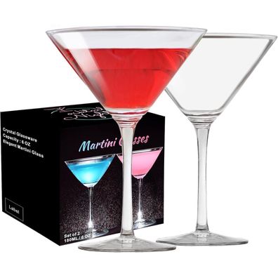 Premium Kristall Martini Cocktailgläser 240ml 2er Set Handgeblasen Geschenk