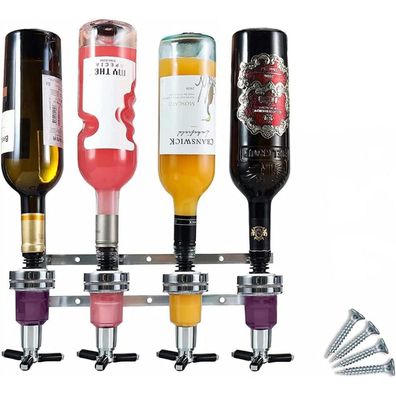 4 Fach Schnapsspender Bar Butler Wandhalterung Spirituosen Dosierer Bar Zubehör