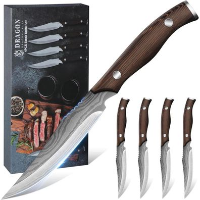 Messer Set Hochwertiges Steakmesser 4-teilig Edelstahl Holzgriff Geschenkidee